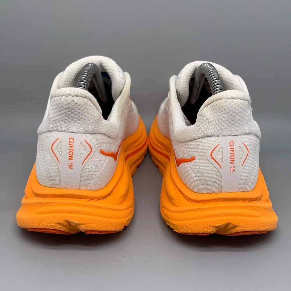 Hoka One Clifton 10 White Orange Running Shoes Women's Sz 8.5B - Picture 3 of 10